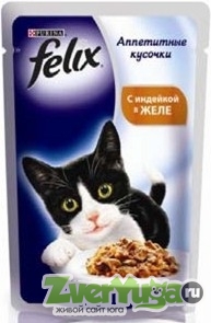 Купить Felix корм для кошек кусочки в желе индейка (Felix)