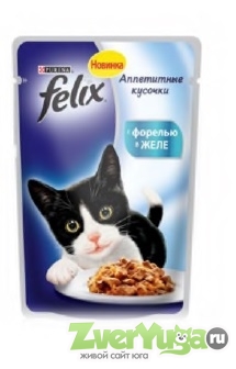 Купить Felix корм для кошек кусочки в желе форель (Felix)
