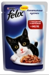 Felix корм для кошек кусочки в желе говядина/морковь, Felix