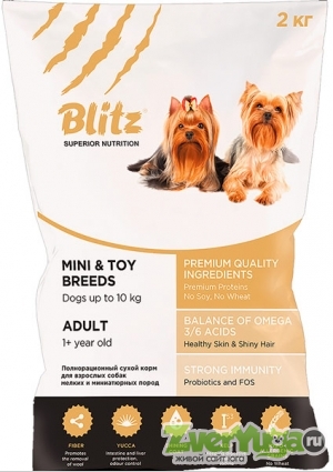 Купить Blitz Adult Mini & Toy Breeds Блитц корм для собак мелких и миниатюрных пород (Blitz)