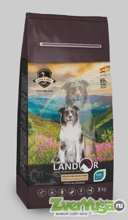 Купить Landor Dog Senior Adult All Breed Ландор корм для взрослых и пожилых собак всех пород с уткой и рисом (Landor)