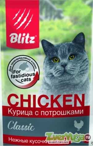 Купить BLITZ пауч для кошек Курица с потрошками кусочки в соусе (Blitz)