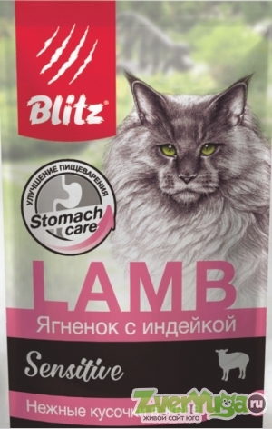 Купить BLITZ пауч для кошек Ягненок с индейкой кусочки в желе (Blitz)